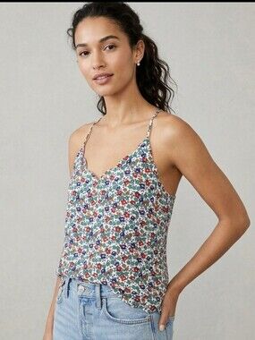 J.Crew Floral Scalloped Camisole Tank Top Size 4 Boho Festival Feminine